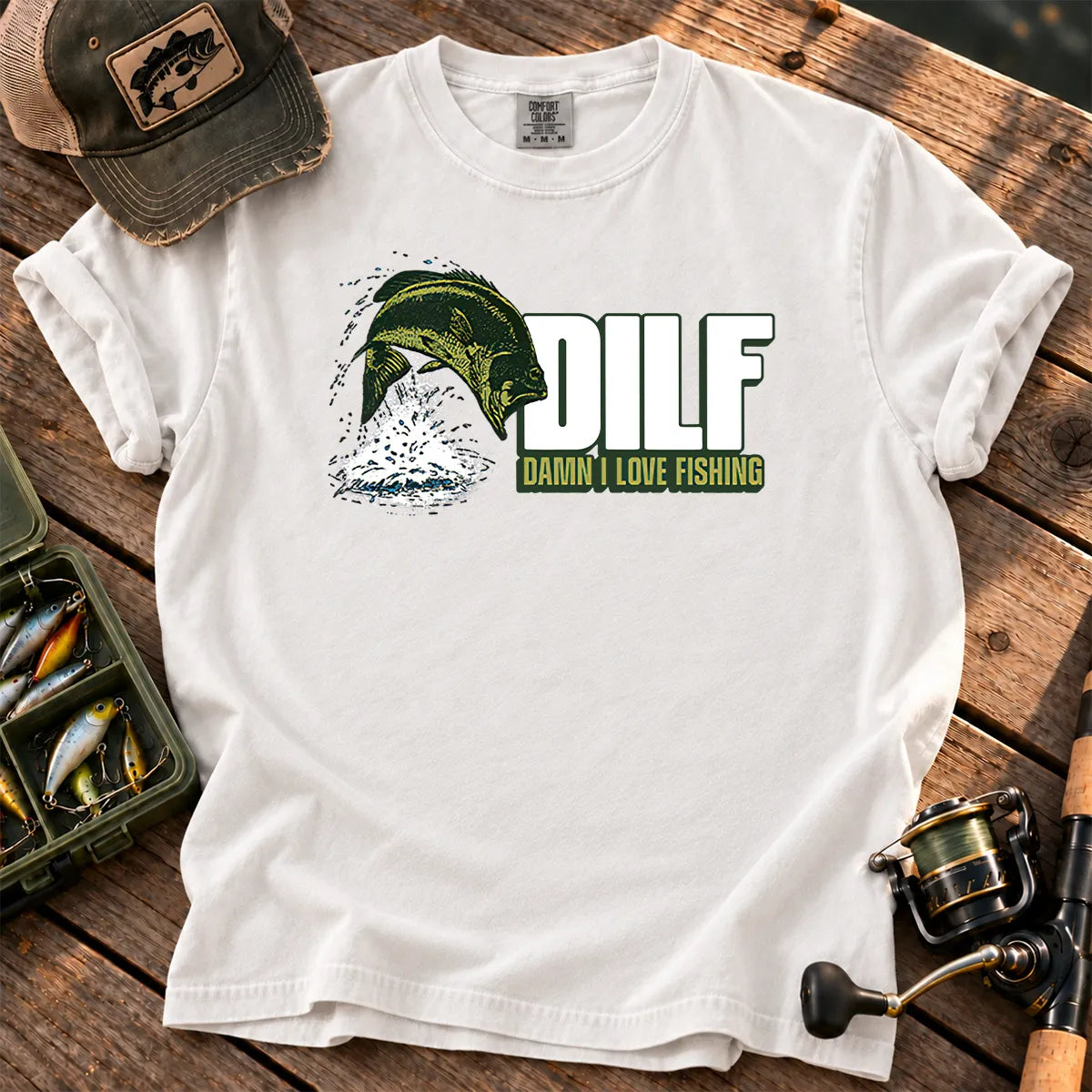 I Love Fishing Bass T-Shirt in White