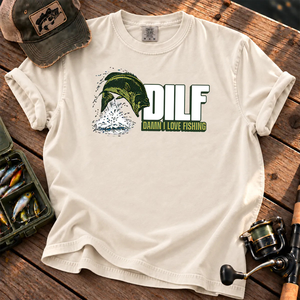 I Love Fishing Bass T-Shirt in Ivory