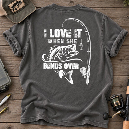 I Love It When She Bends Over Fishing T-Shirt in Pepper