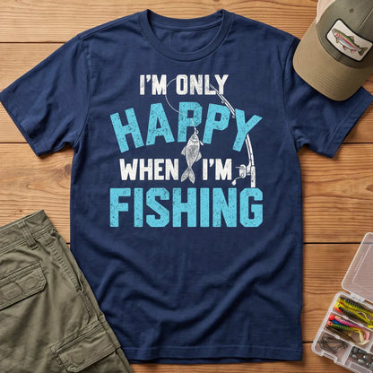 I'm Only Happy When I'm Fishing T-Shirt in Navy