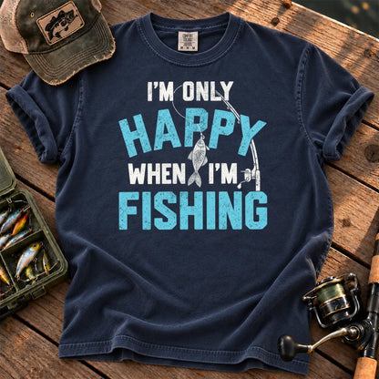 I'm Only Happy When I'm Fishing T-Shirt in True Navy