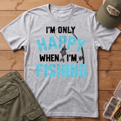 I'm Only Happy When I'm Fishing T-Shirt in Sport Grey