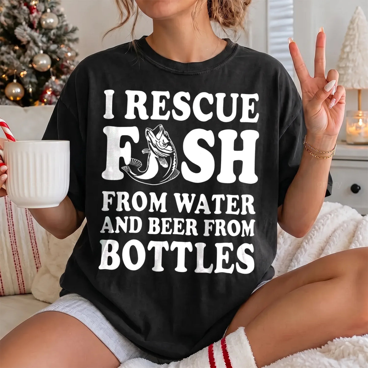 I Rescue Fish T-Shirt Women model in Black