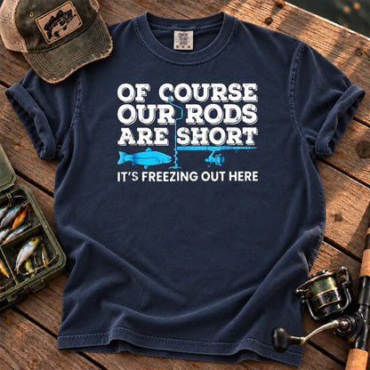 Ice Fishing Rods Are Short T-Shirt in True Navy