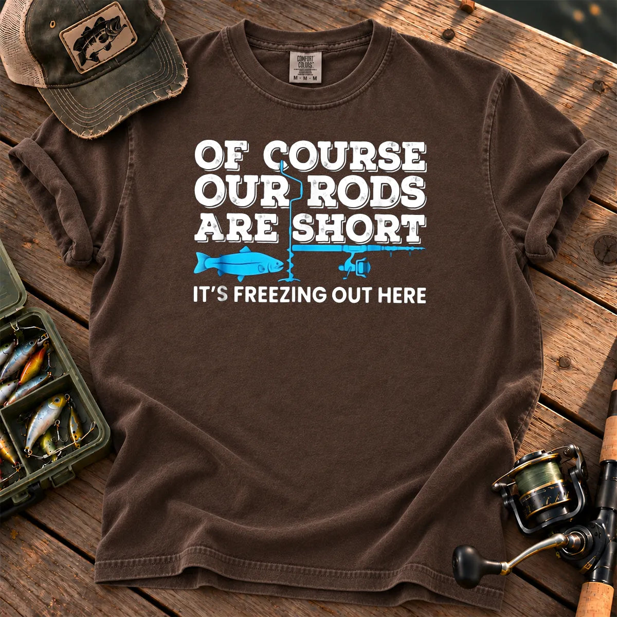 Ice Fishing Rods Are Short T-Shirt in Espresso