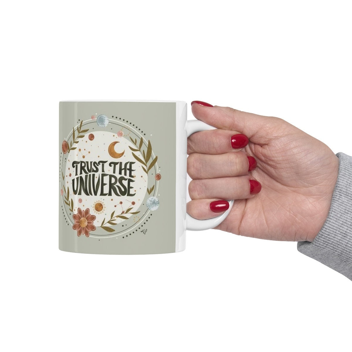 TRUST THE UNIVERSE - Ceramic Coffee Mug 11oz, Inspirational Mug, Law of Attraction, Manifestation Mantra, Positive Affirmation