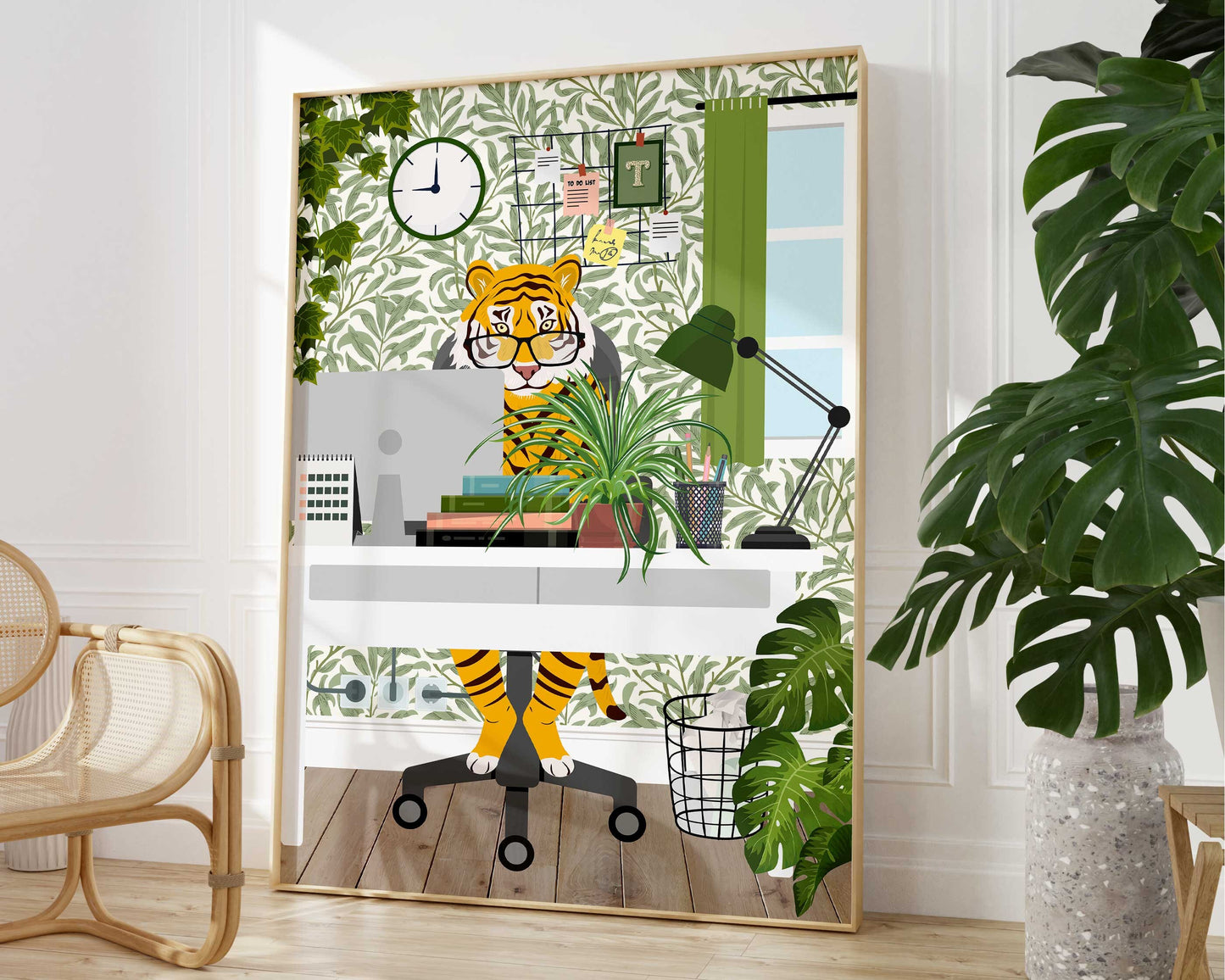 Tiger Work From Home Print, Modern Office Decor, Funny Abstract Office Wall Art, Safari Animal Print, Funny Office Prints, Gift For Friend