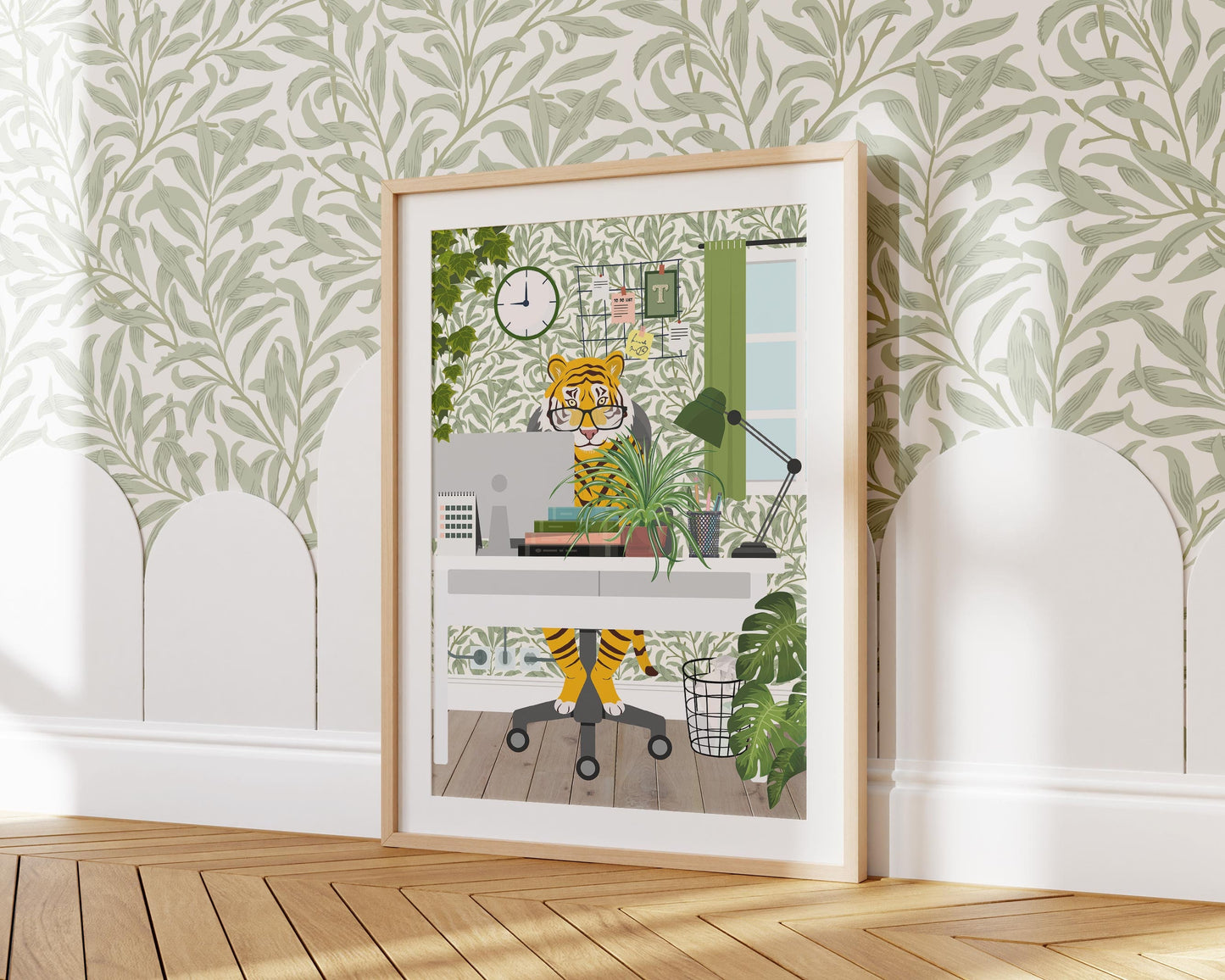 Tiger Work From Home Print, Modern Office Decor, Funny Abstract Office Wall Art, Safari Animal Print, Funny Office Prints, Gift For Friend