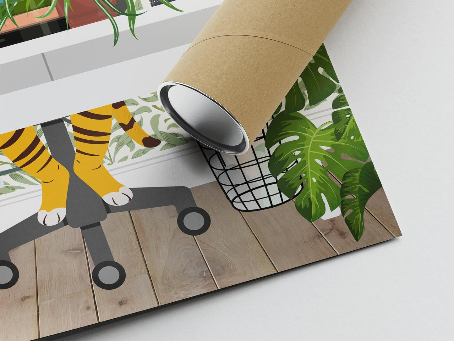 Tiger Work From Home Print, Modern Office Decor, Funny Abstract Office Wall Art, Safari Animal Print, Funny Office Prints, Gift For Friend