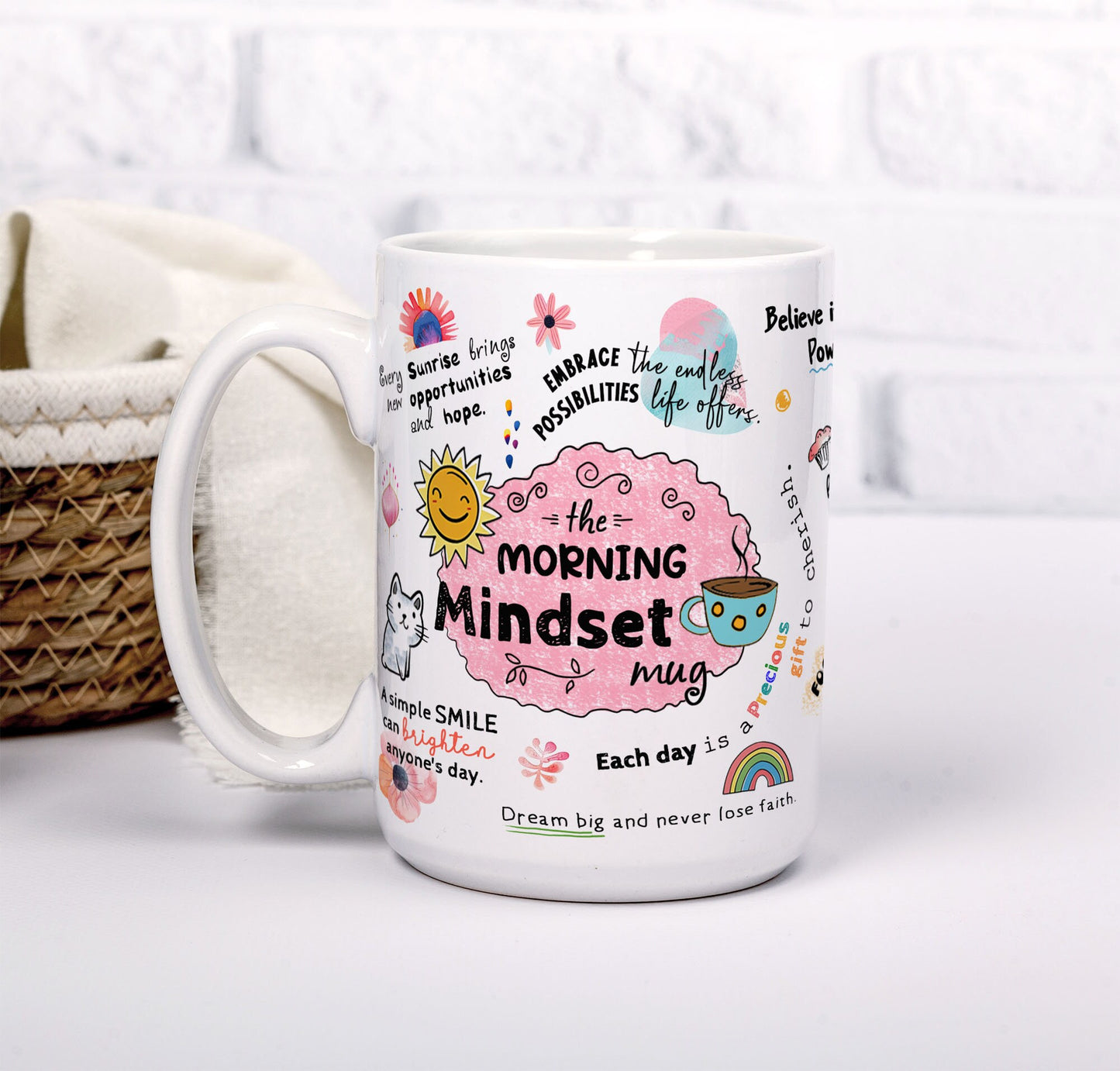 Morning Mindset Coffee Mug: Daily Affirmation, Positive Gift