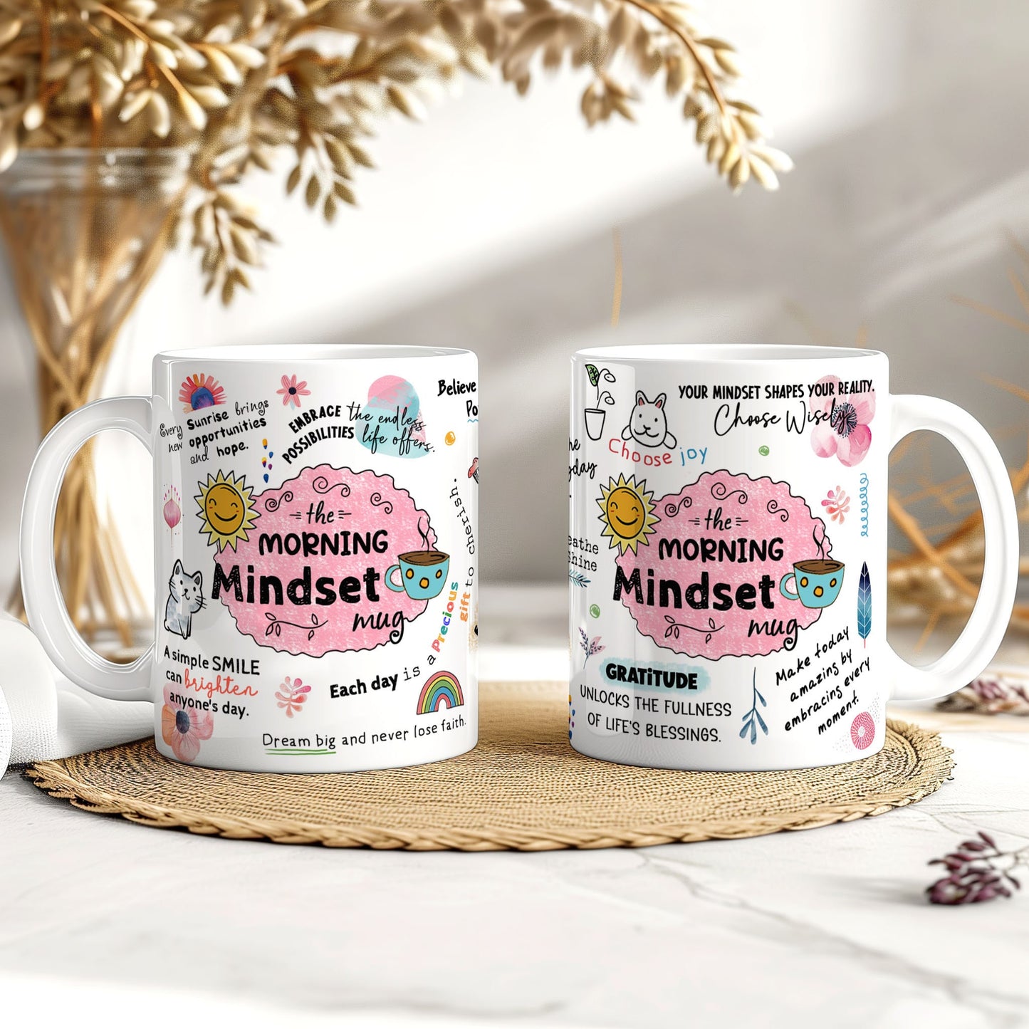 Morning Mindset Coffee Mug: Daily Affirmation, Positive Gift
