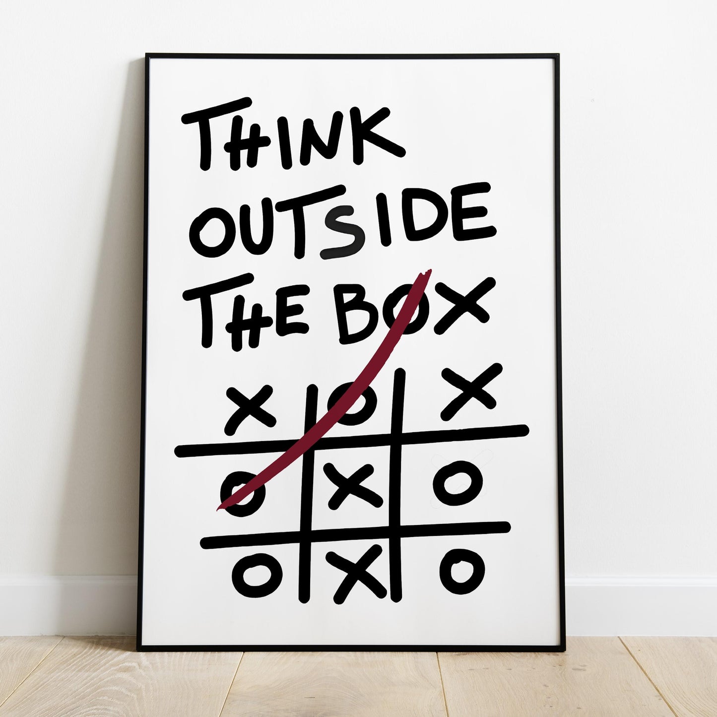 Think Outside The Box Poster, Minimalist Office Decor