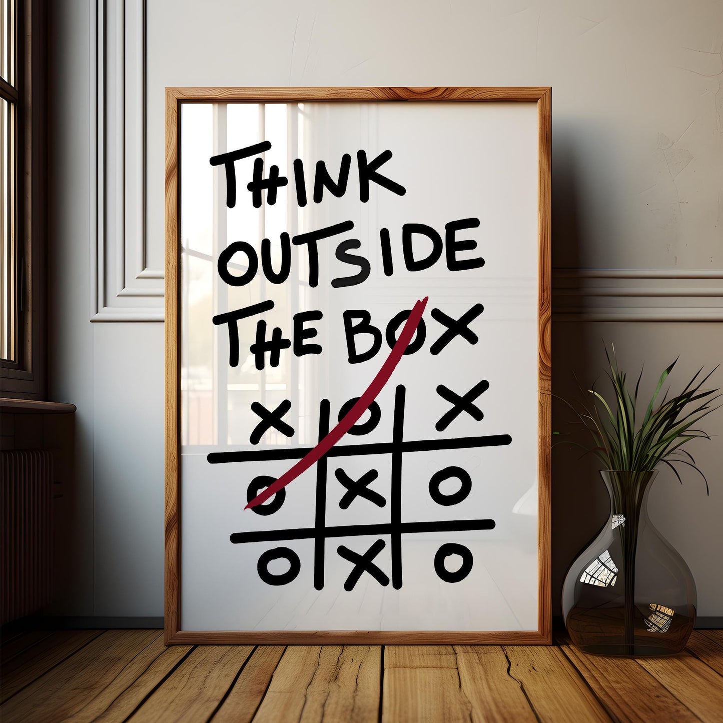 Think Outside The Box Poster, Minimalist Office Decor