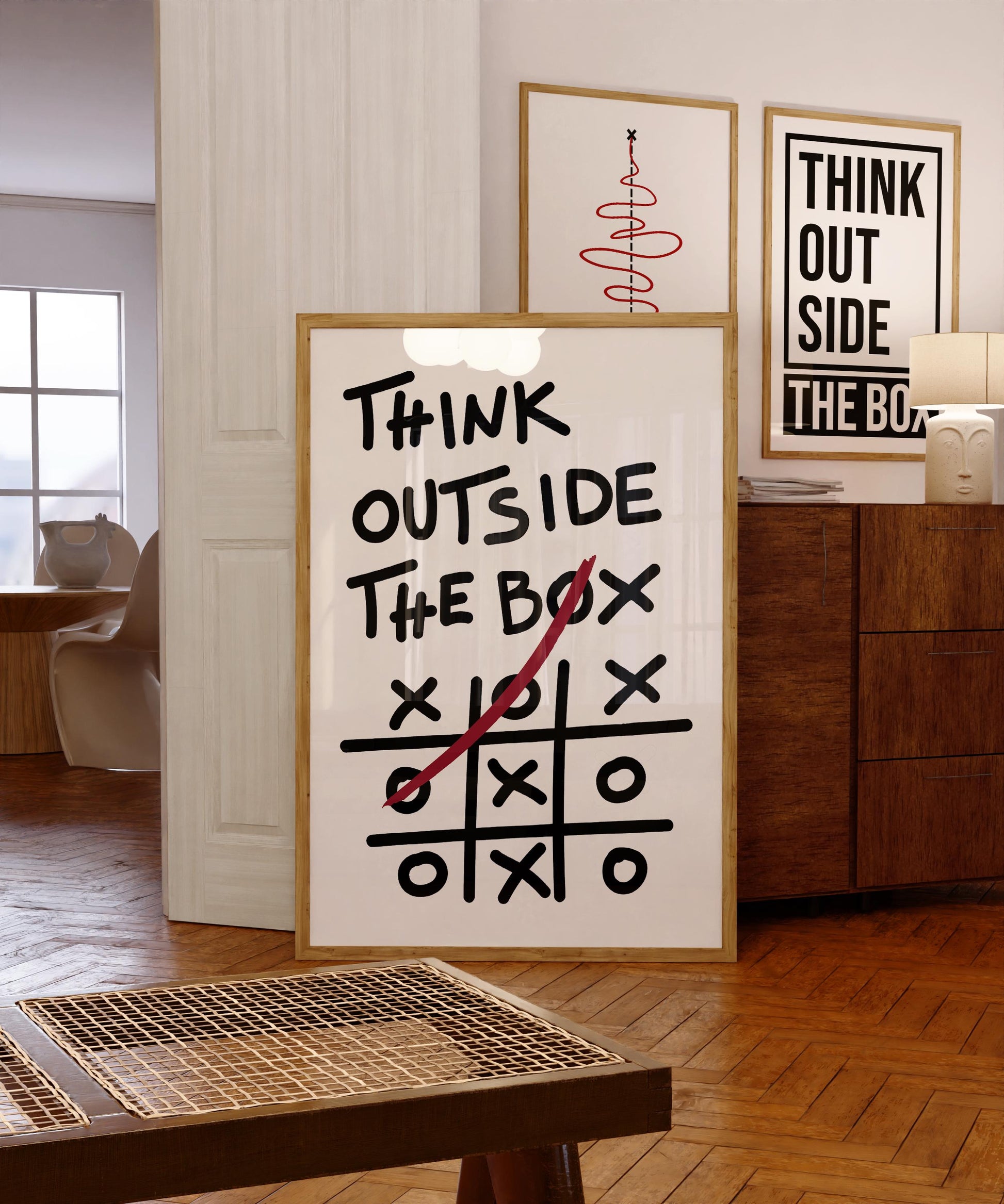 Think Outside The Box Poster, Minimalist Office Decor