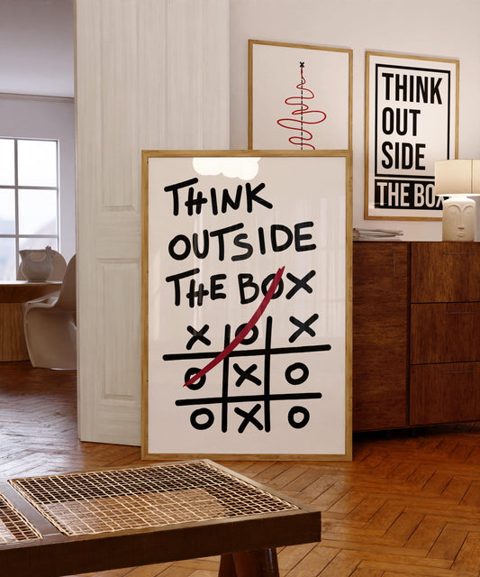 Think Outside The Box Poster, Minimalist Office Decor
