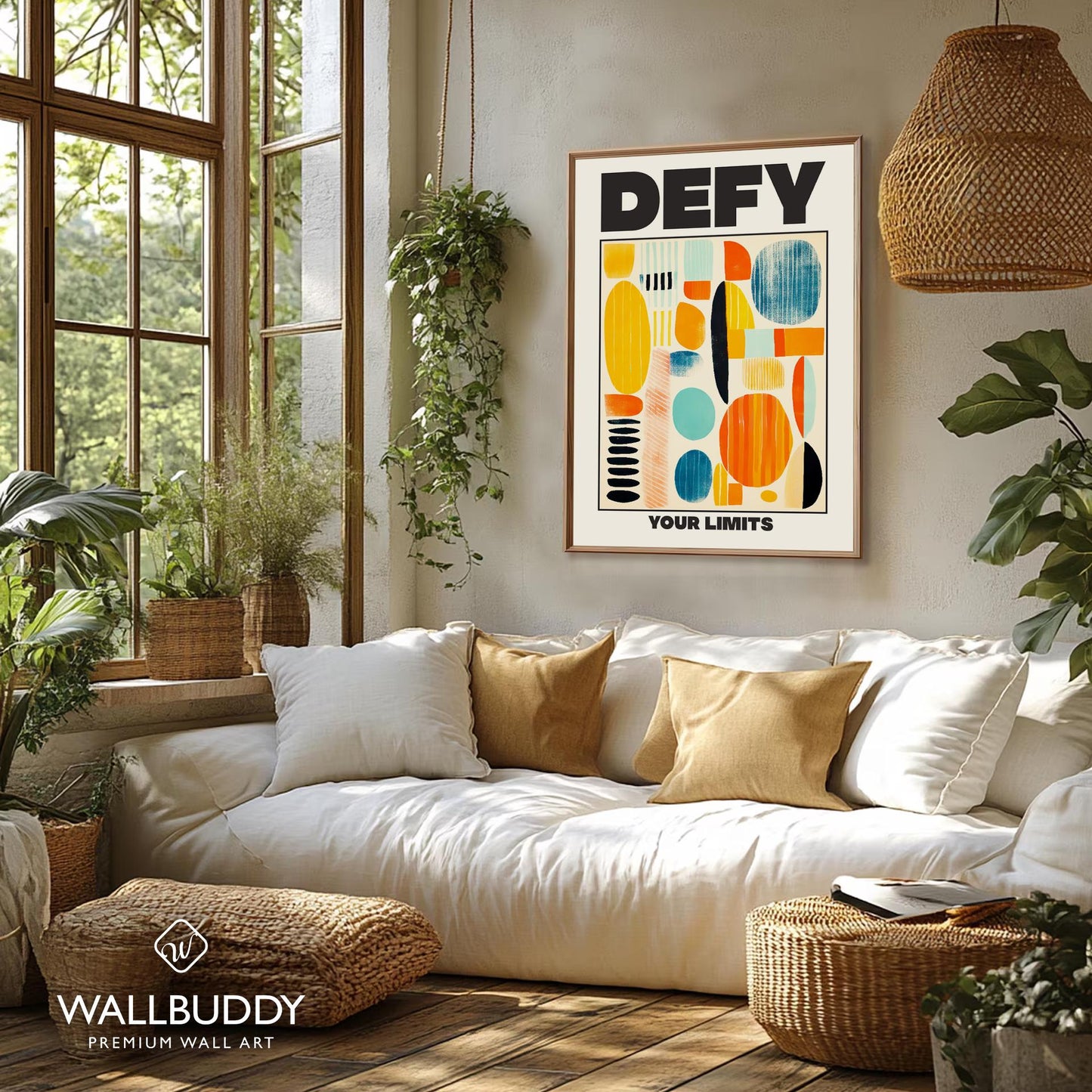 Defy Your Limits" Abstract Geometric Art Poster - Bold Inspirational Wall Art - Colorful Home Office Decor – Poster, Framed and Canvas Print