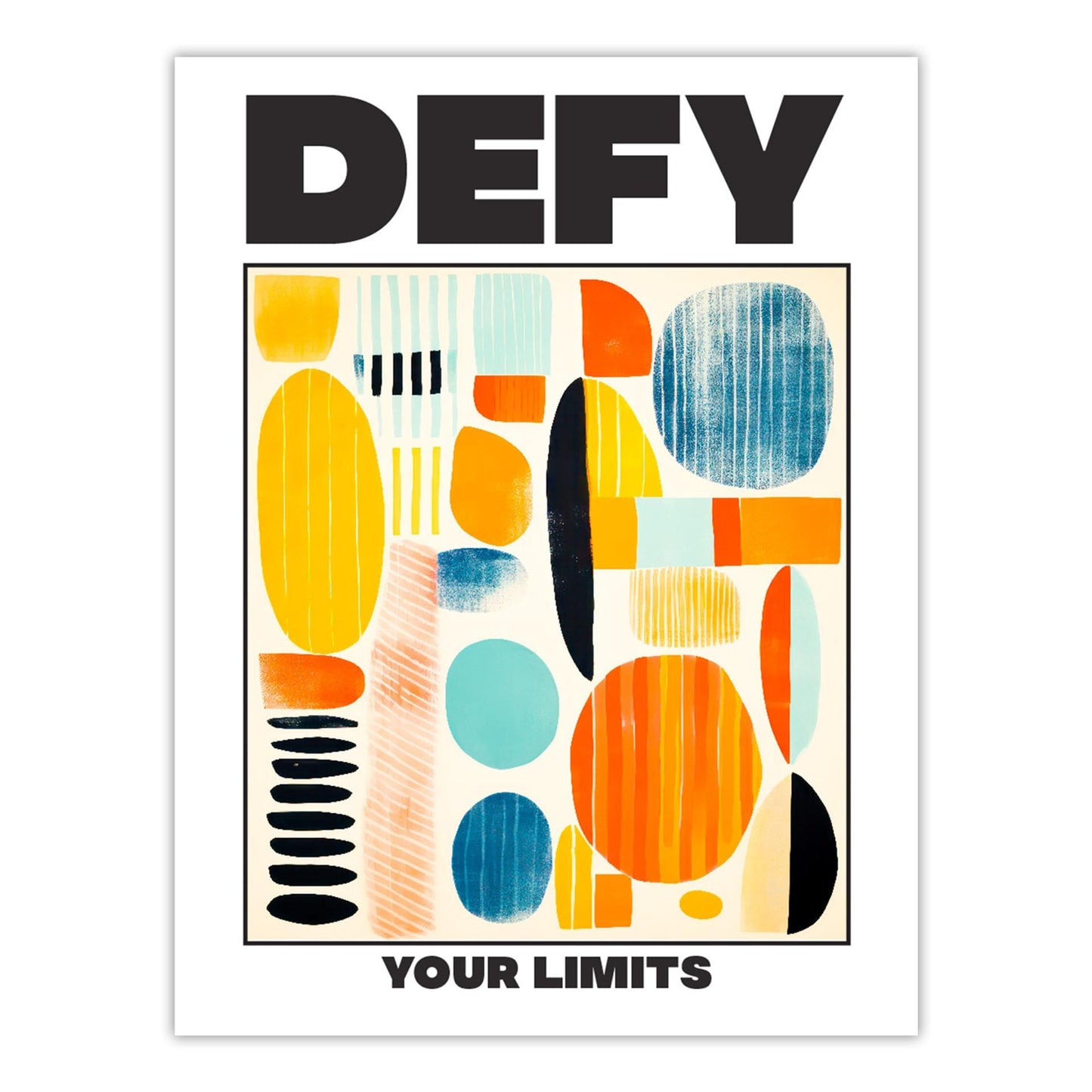 Defy Your Limits" Abstract Geometric Art Poster - Bold Inspirational Wall Art - Colorful Home Office Decor – Poster, Framed and Canvas Print