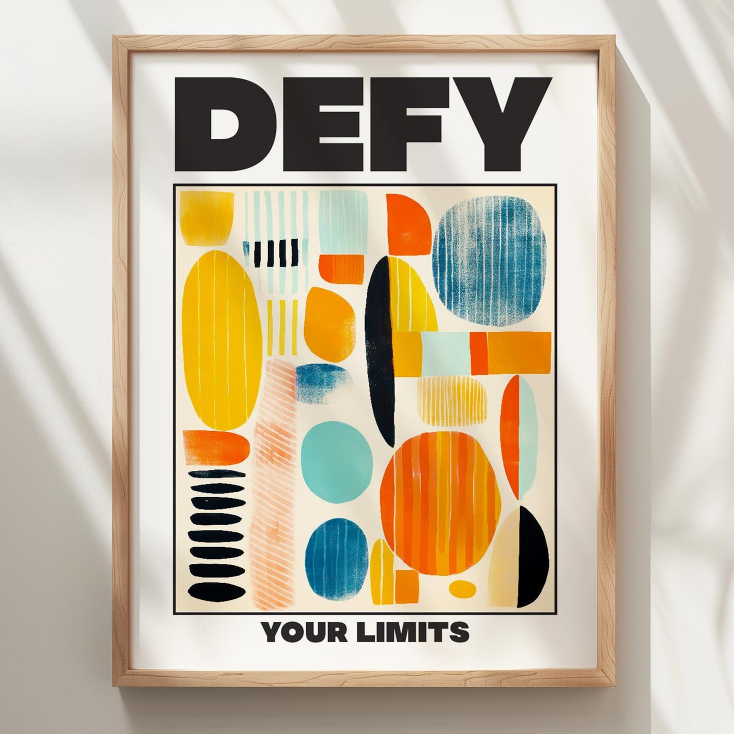 Defy Your Limits" Abstract Geometric Art Poster - Bold Inspirational Wall Art - Colorful Home Office Decor – Poster, Framed and Canvas Print