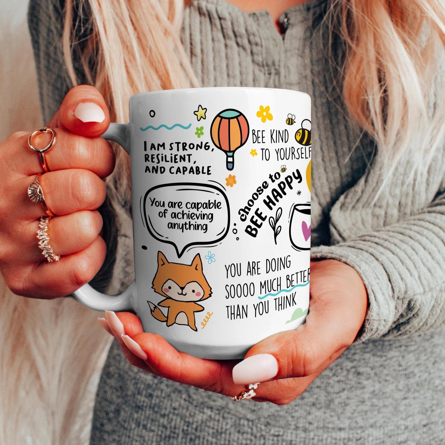 Motivational Mug of Positivi-tea, Positivity Coffee Mug, Self Care Cup for Her, Inspirational Quote Gift, Positive Daily Affirmations