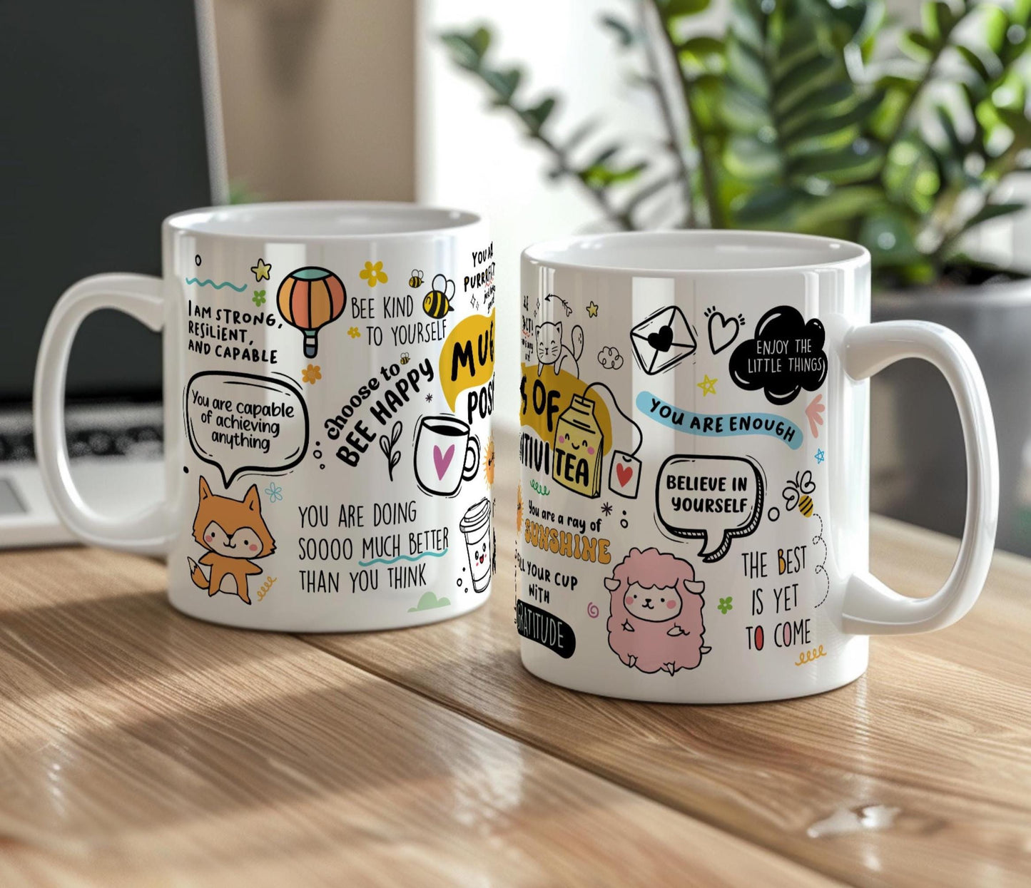 Motivational Mug of Positivi-tea, Positivity Coffee Mug, Self Care Cup for Her, Inspirational Quote Gift, Positive Daily Affirmations