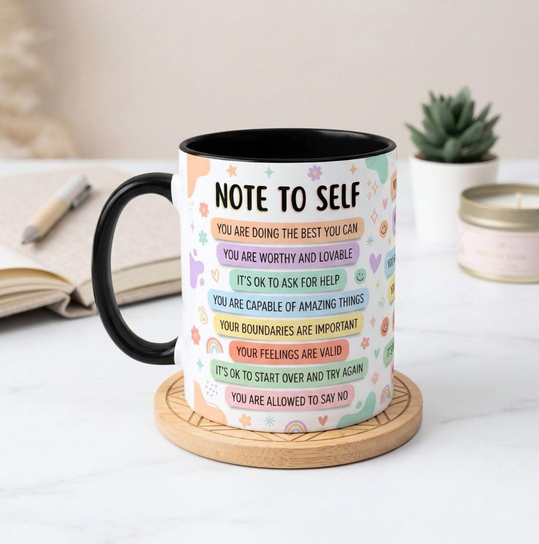 Note to Self Mug, Motivation Accent Mug, My Daily Affirmations Affirmations Coffee Mug, Gift For Her Friends BFF, Appreciation Gift