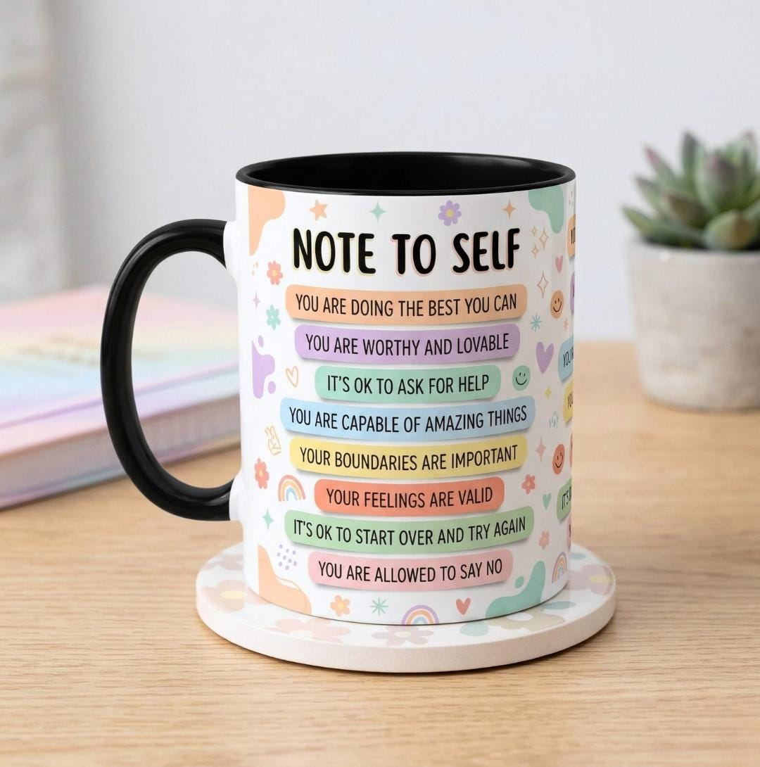 Note to Self Mug, Motivation Accent Mug, My Daily Affirmations Affirmations Coffee Mug, Gift For Her Friends BFF, Appreciation Gift