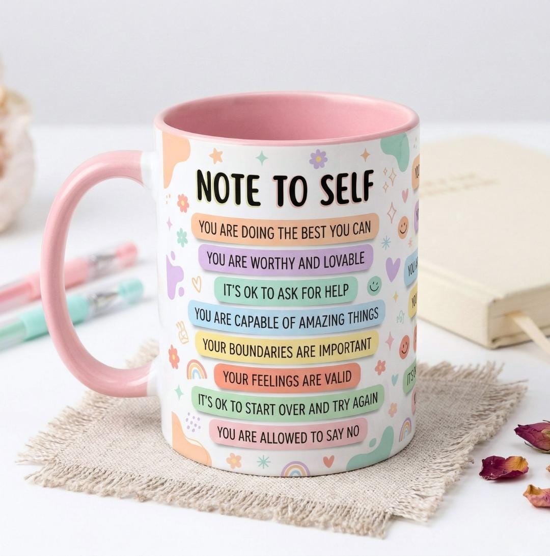 Note to Self Mug, Motivation Accent Mug, My Daily Affirmations Affirmations Coffee Mug, Gift For Her Friends BFF, Appreciation Gift