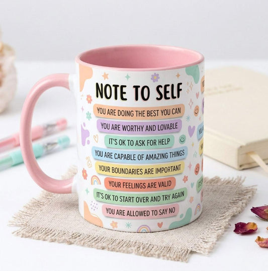 Note to Self Mug, Motivation Accent Mug, My Daily Affirmations Affirmations Coffee Mug, Gift For Her Friends BFF, Appreciation Gift