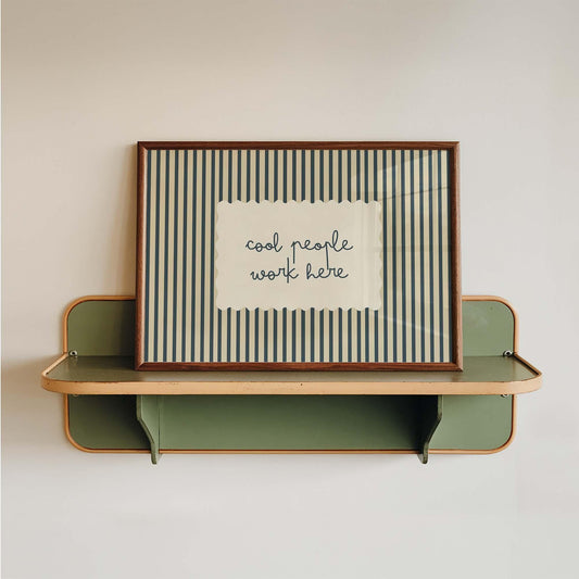 Cool People Work Here Office Quote Print, Stripe Minimalist Workspace Sign