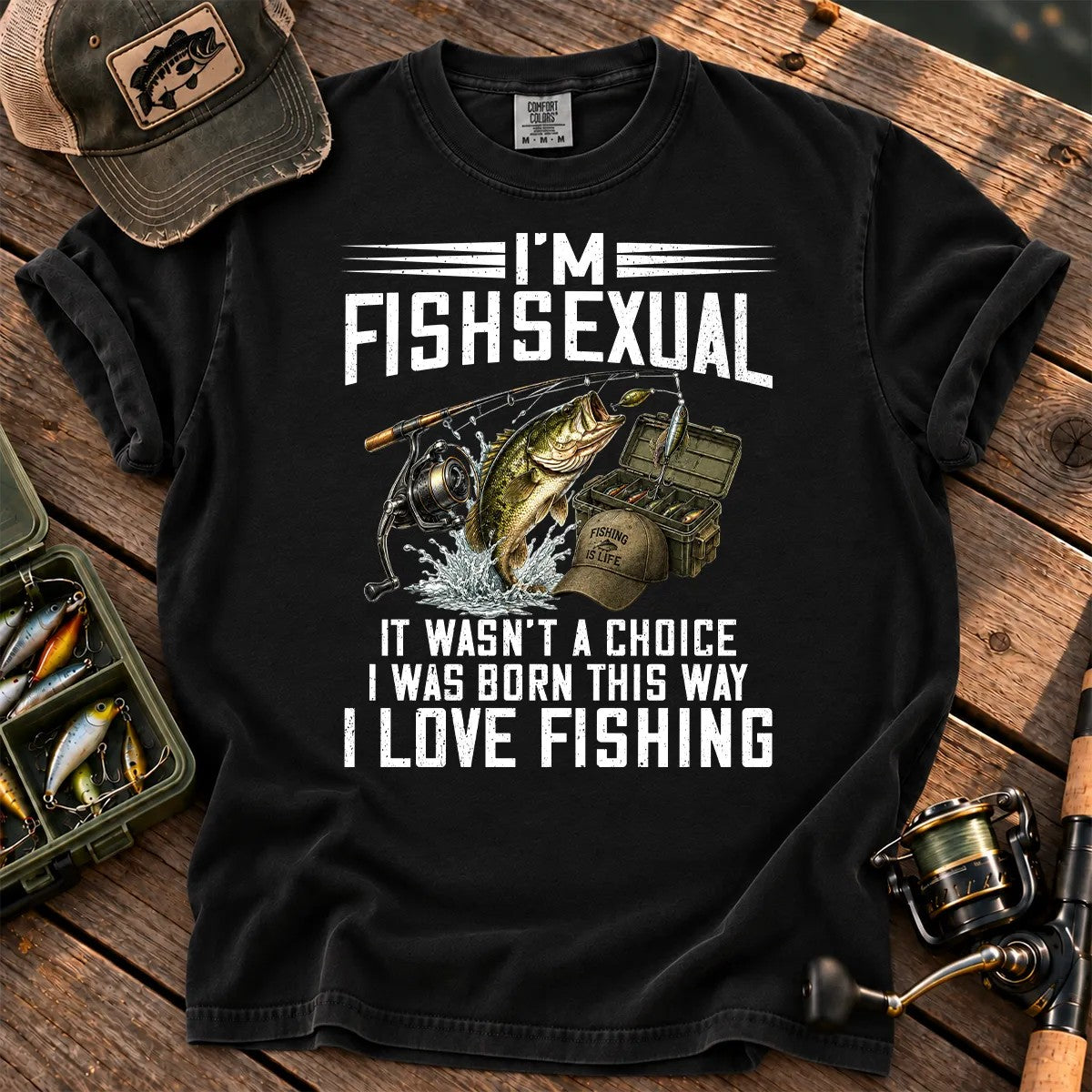 I'm Fishsexual Funny Fishing T-Shirt in Black