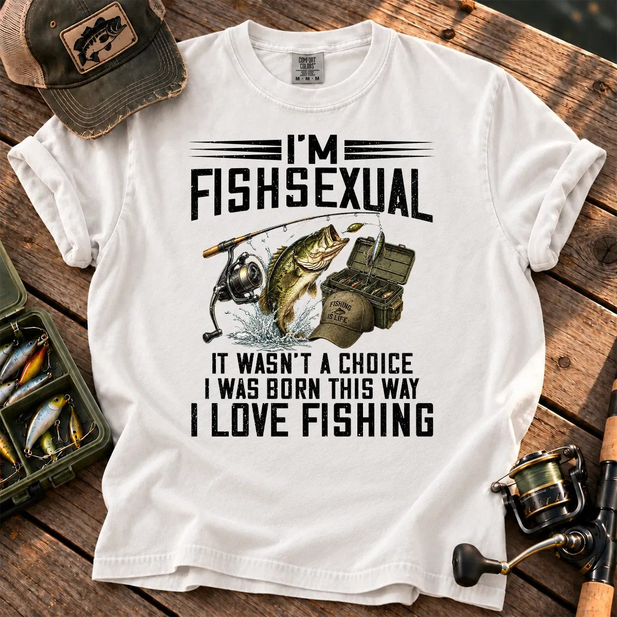 I'm Fishsexual Funny Fishing T-Shirt in White