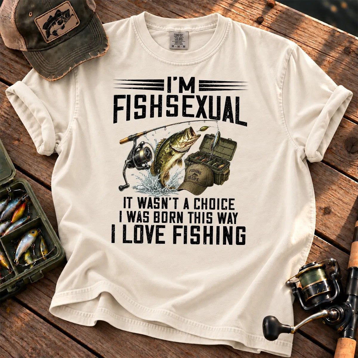 I'm Fishsexual Funny Fishing T-Shirt in Ivory