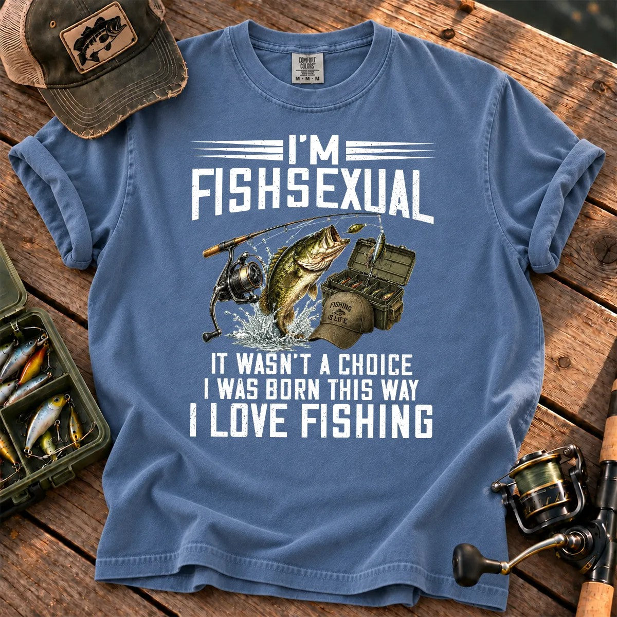 I'm Fishsexual Funny Fishing T-Shirt in Blue Jean
