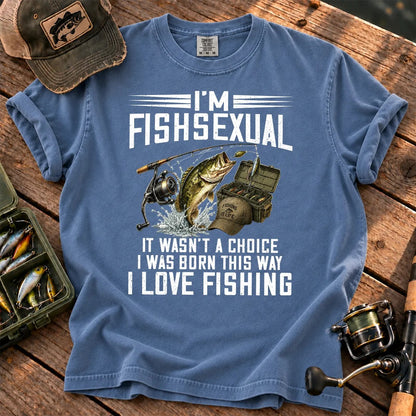 I'm Fishsexual Funny Fishing T-Shirt in Blue Jean