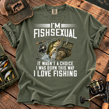 I'm Fishsexual Funny Fishing T-Shirt in Moss