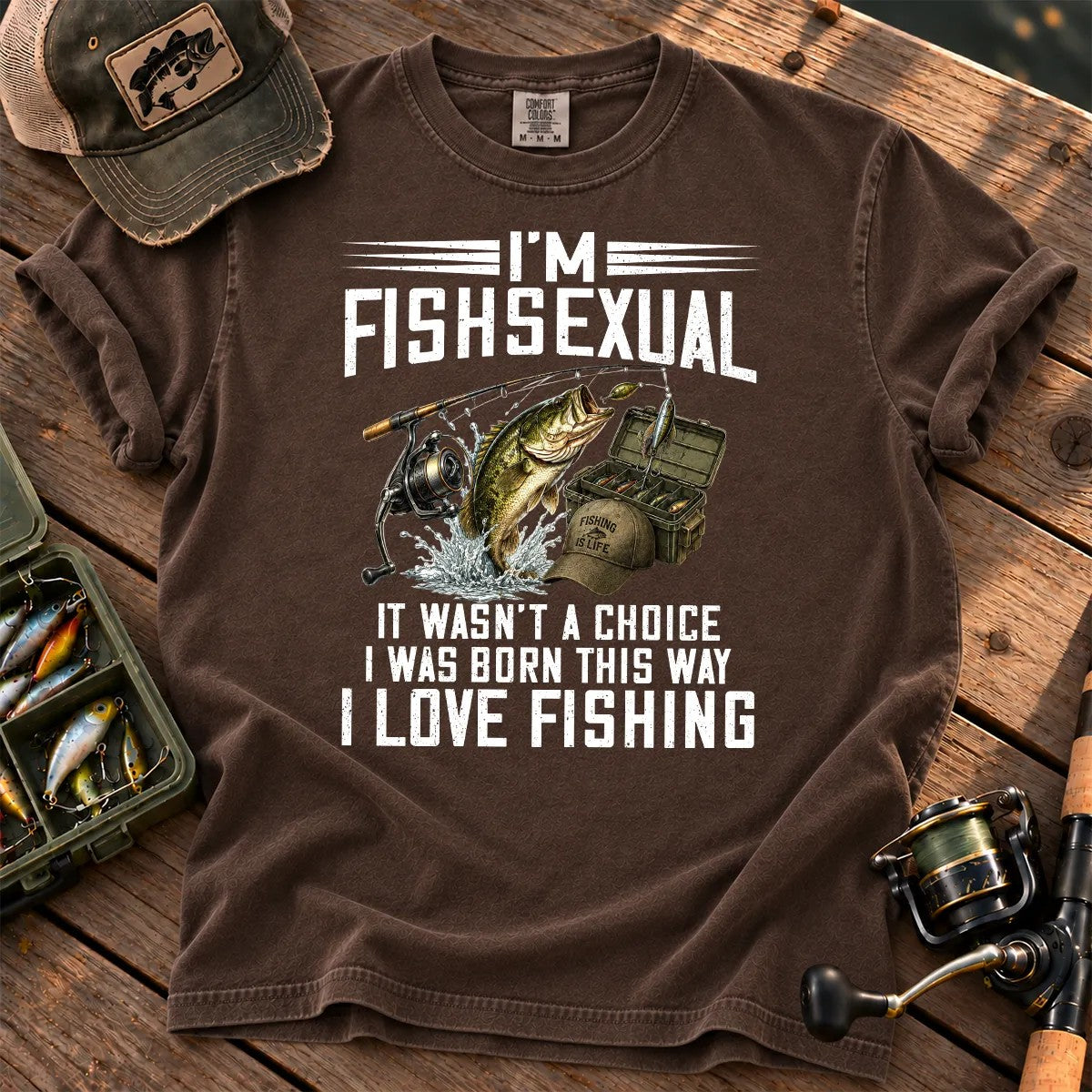I'm Fishsexual Funny Fishing T-Shirt in Espresso