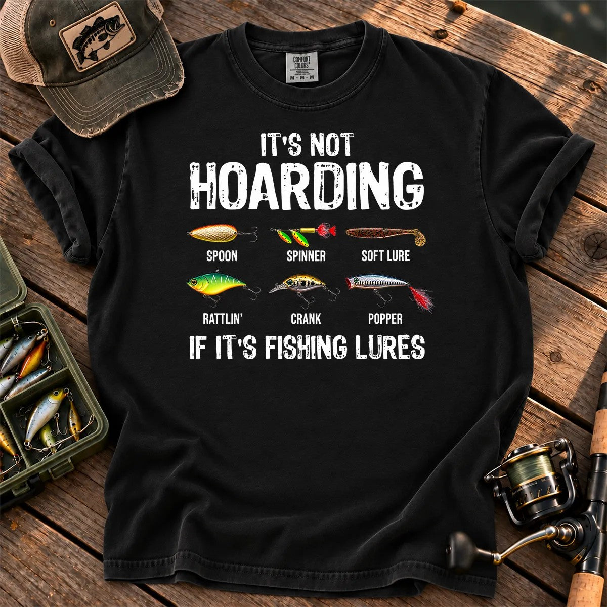 It's Not Hoarding Fishing Lures T-Shirt in Black