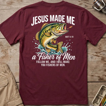 Jesus Made Me a Fisher of Men T-Shirt in Maroon