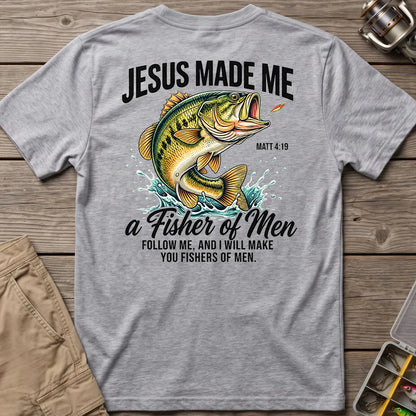 Jesus Made Me a Fisher of Men T-Shirt in Sport Grey