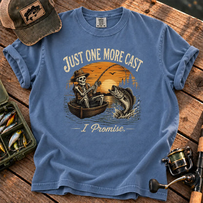 Just One More Cast Skeleton T-Shirt in Blue Jean