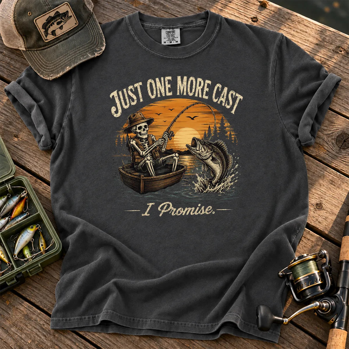 Just One More Cast Skeleton T-Shirt in Pepper