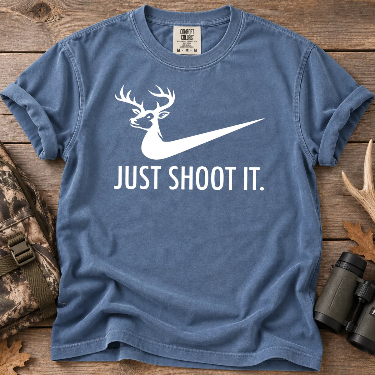 Just Shoot It Deer T-Shirt in Blue Jean