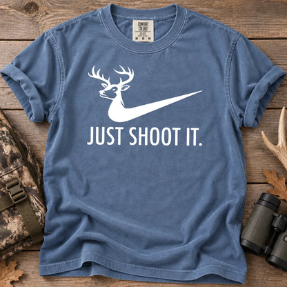 Just Shoot It Deer T-Shirt in Blue Jean