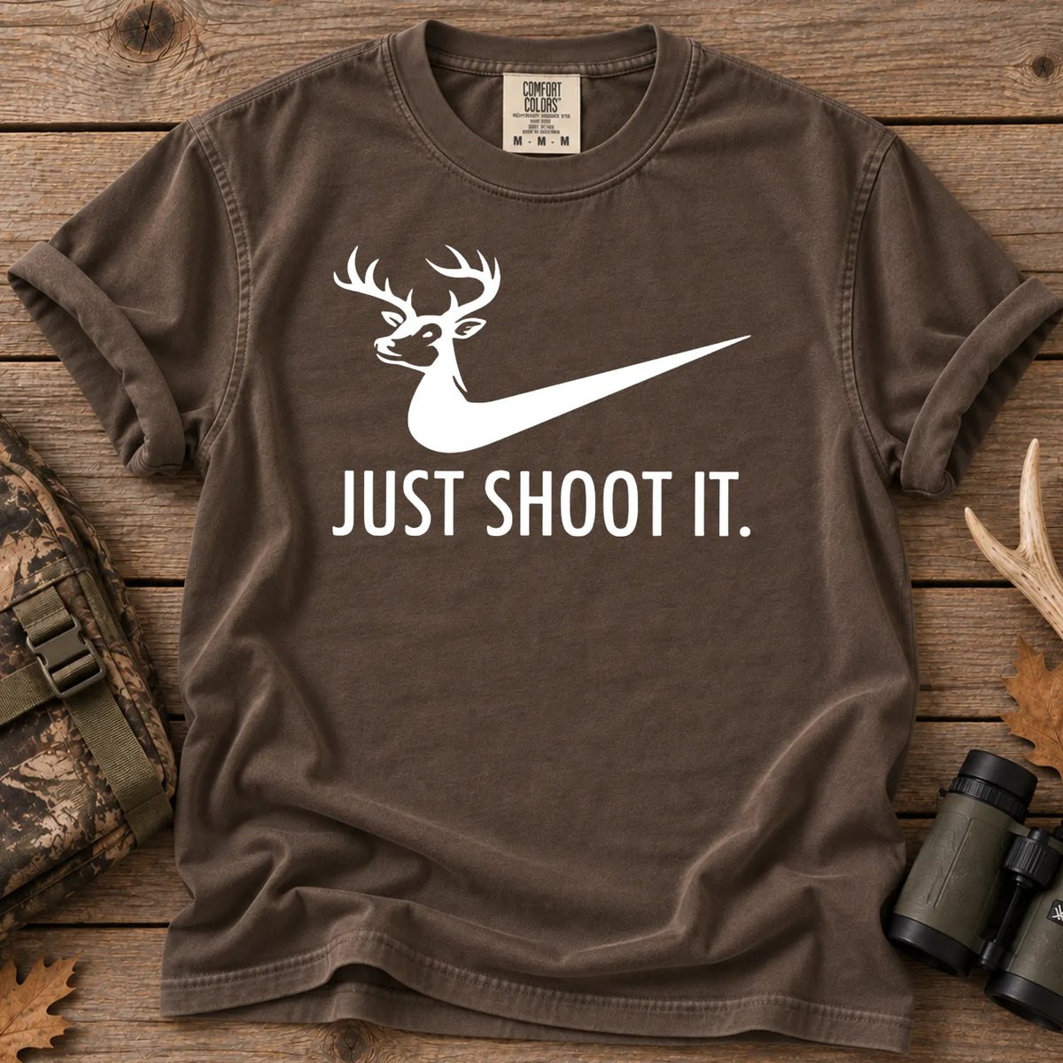 Just Shoot It Deer T-Shirt in Espresso