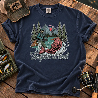 Keepin It Reel Skeleton T-Shirt in True Navy