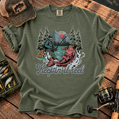 Keepin It Reel Skeleton T-Shirt in Moss