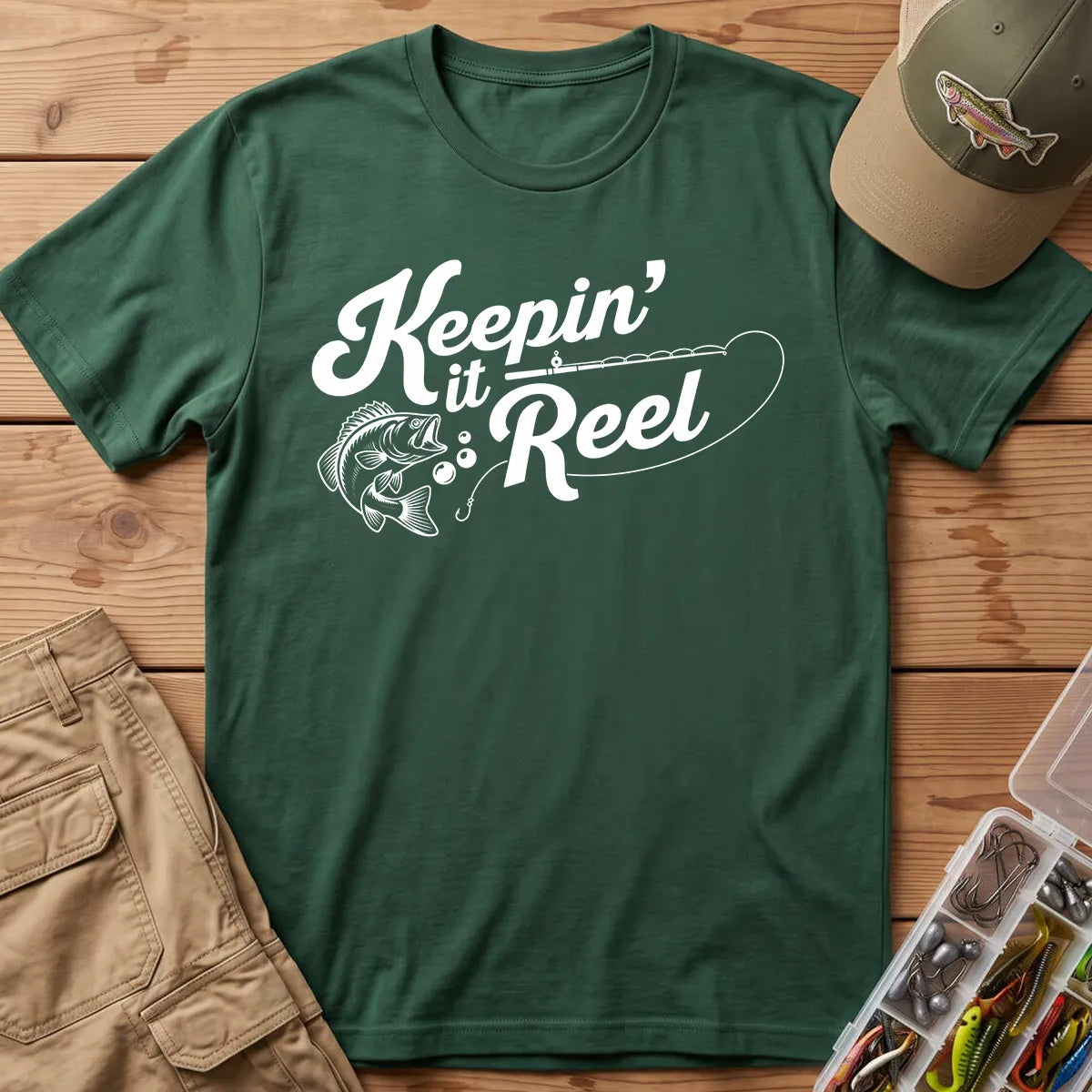 Keepin' It Reel T-Shirt in Forest Green