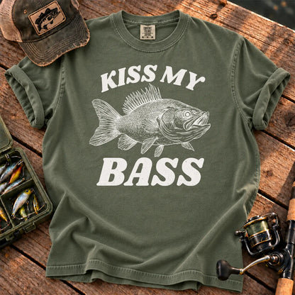 Kiss My Bass Detailed T-Shirt in Moss