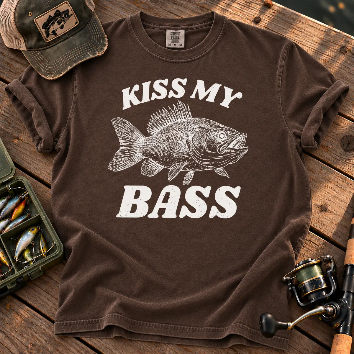 Kiss My Bass Detailed T-Shirt in Espresso