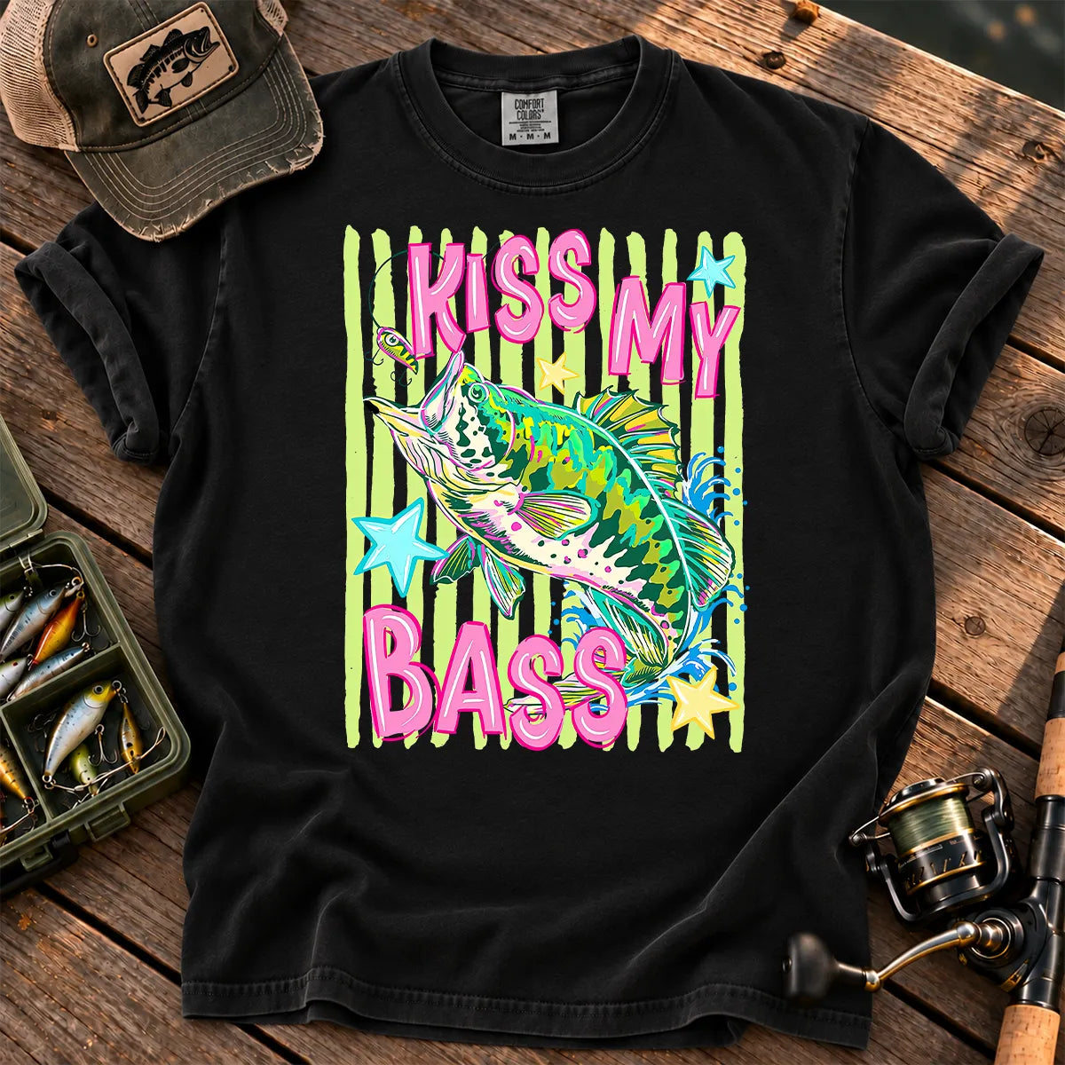 Kiss My Bass Neon T-Shirt in Black